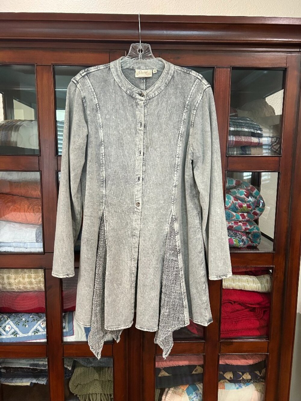 Paper Lace acid wash gray denim jacket, size small